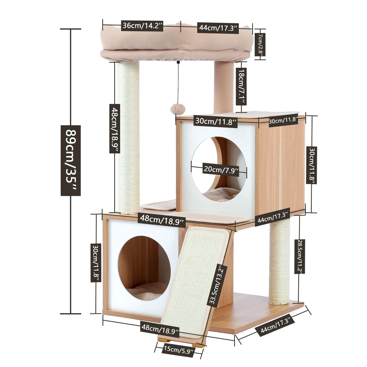Wood Cat Scratcher Luxury Cat Tree Condo