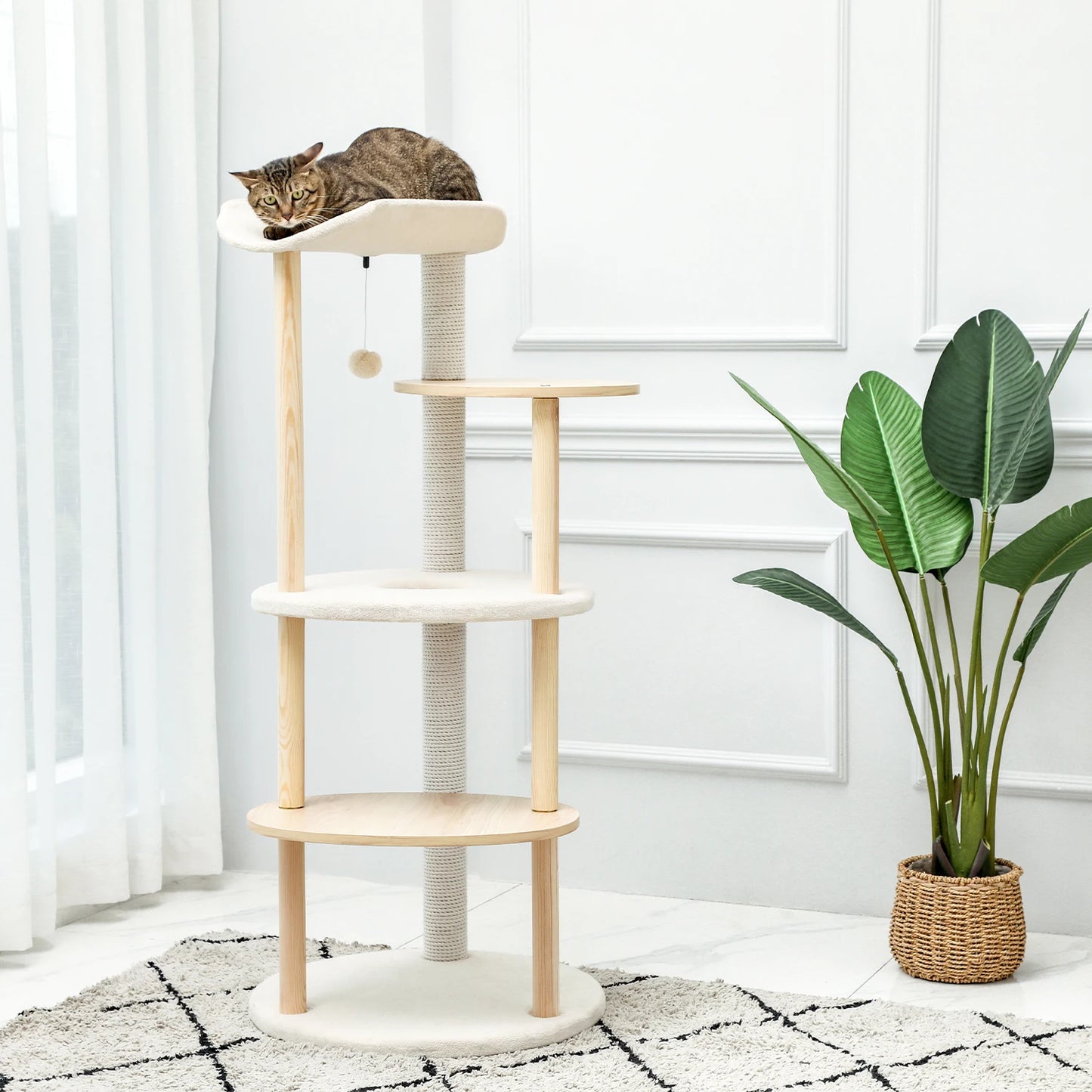 Wood Cat Scratcher Luxury Cat Tree Condo