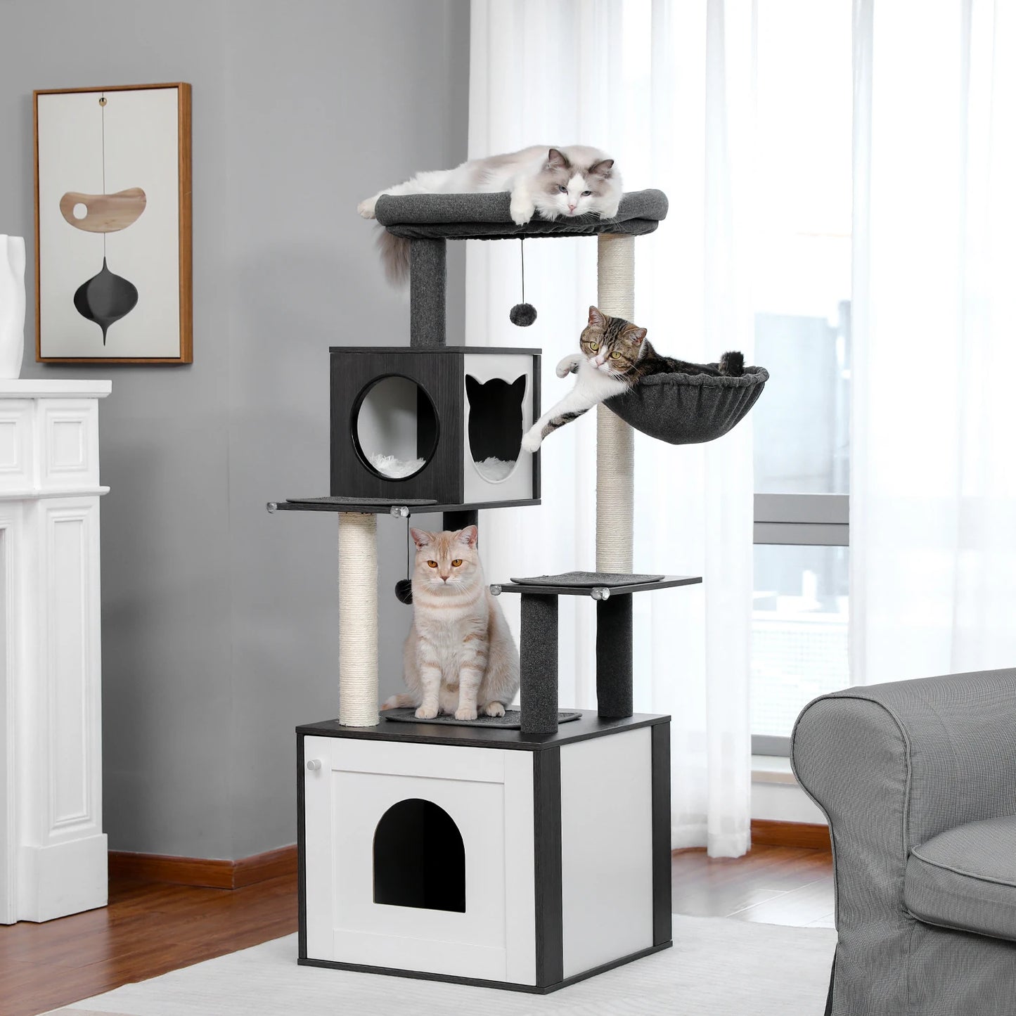 Indoor Wood Cat Tower