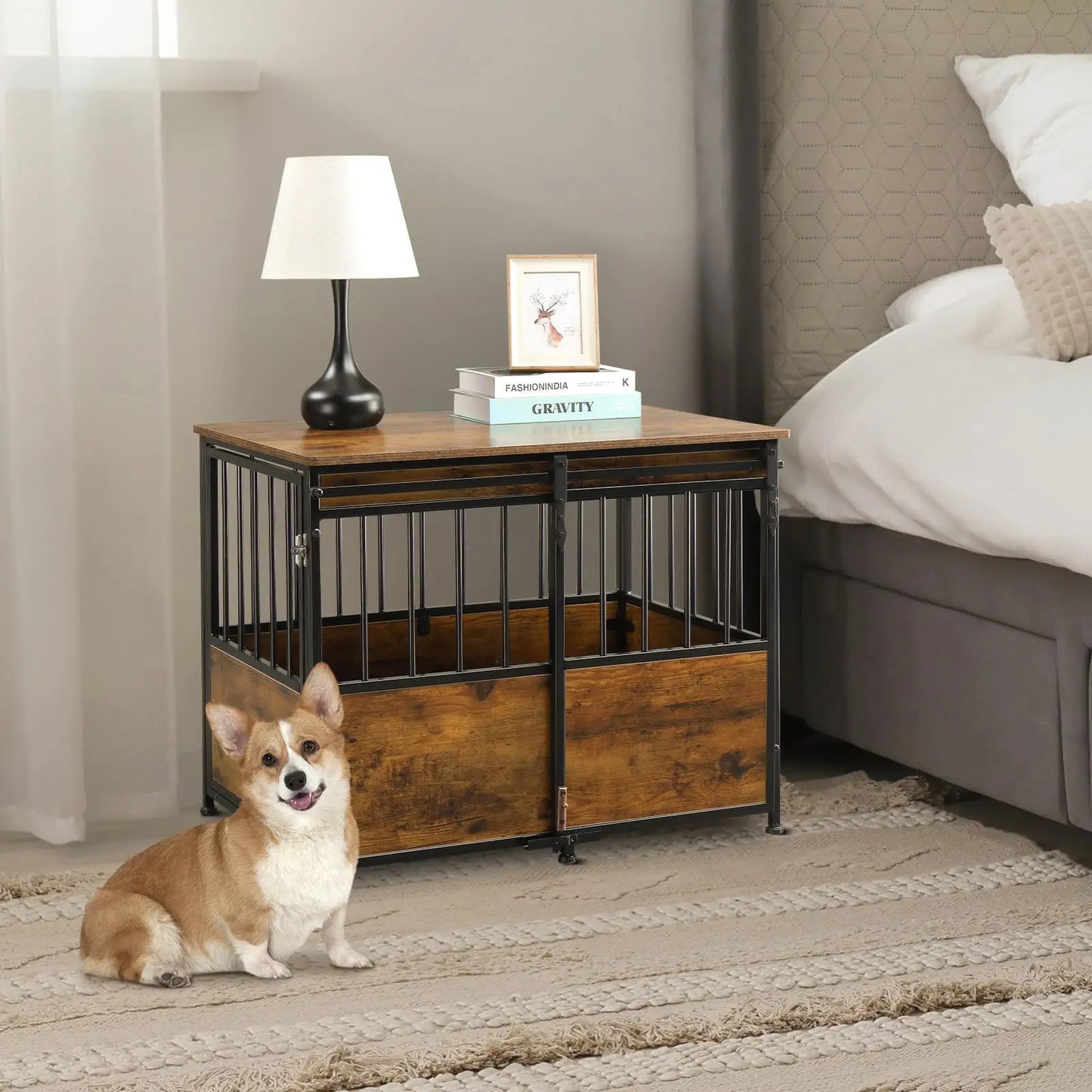 Rustic Brown Dog Crate Furniture