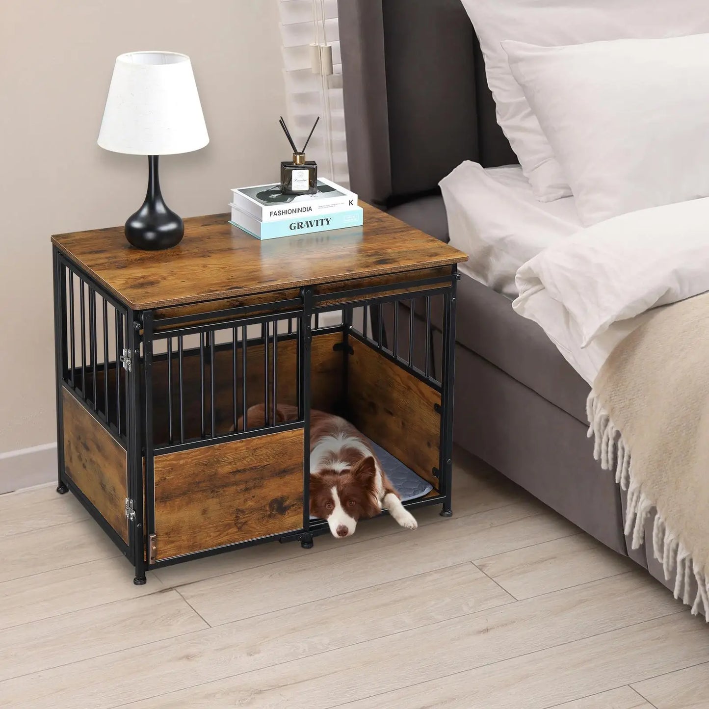 Rustic Brown Dog Crate Furniture