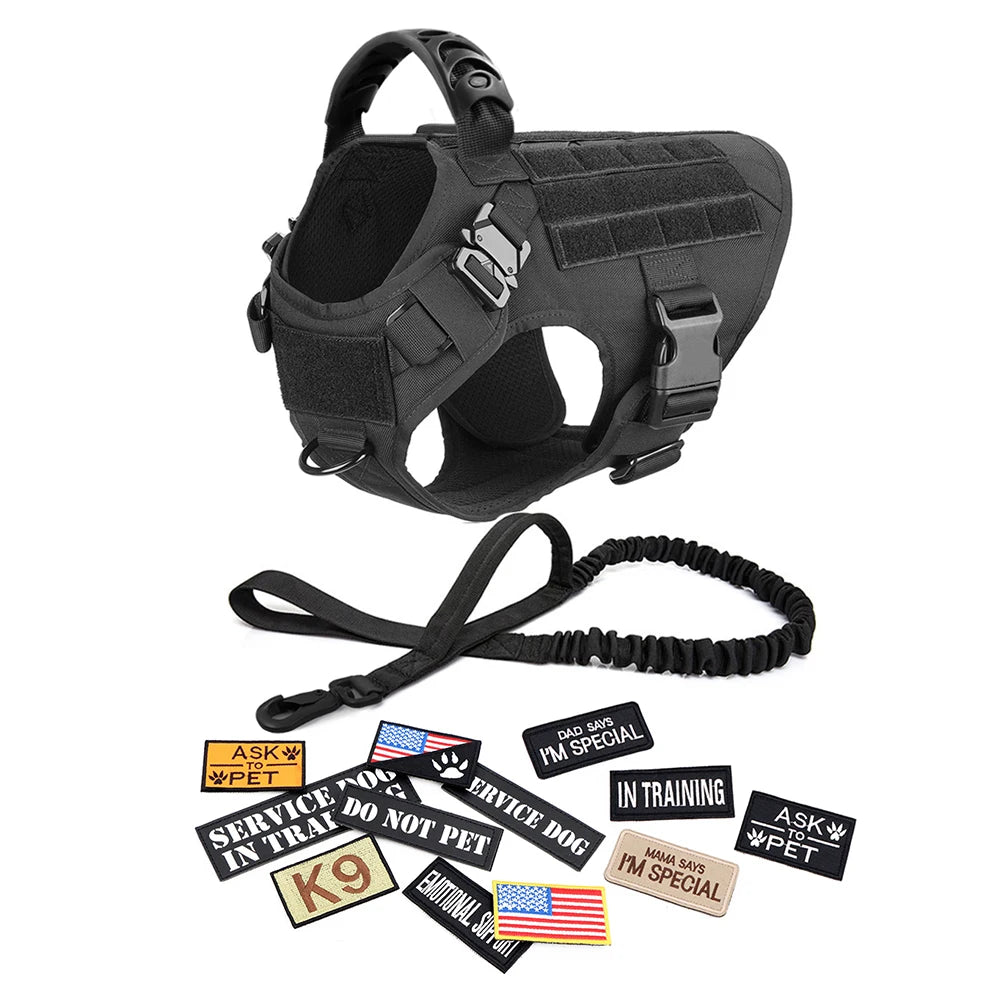 Dog Harness Collar Leash Bags Patches Set