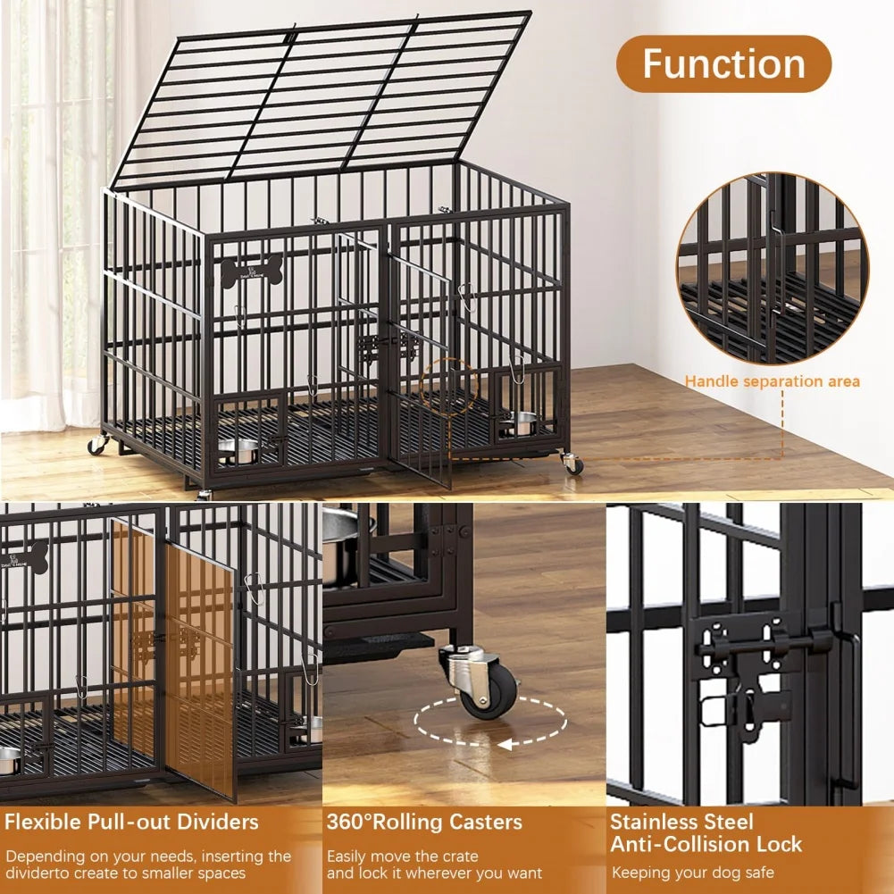 Dog Crate Double Door Cage,