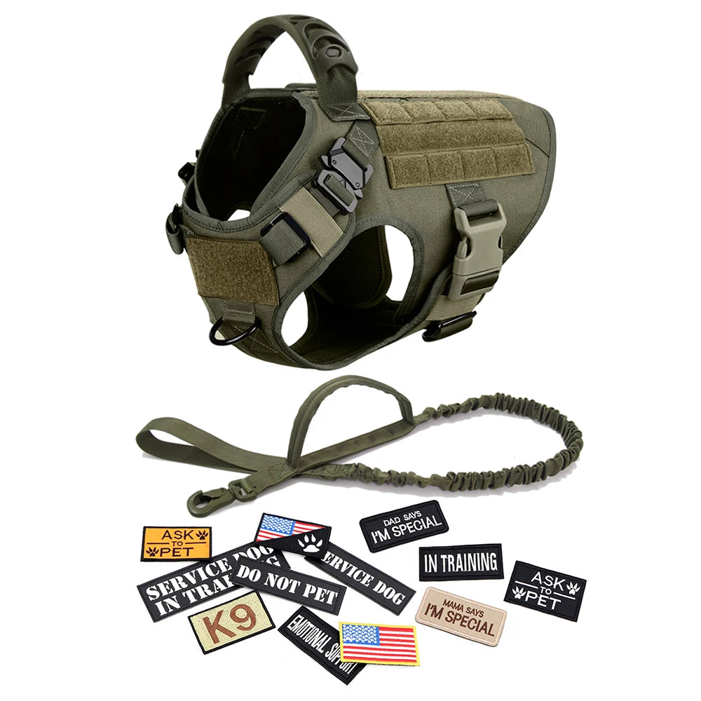Dog Harness Collar Leash Bags Patches Set