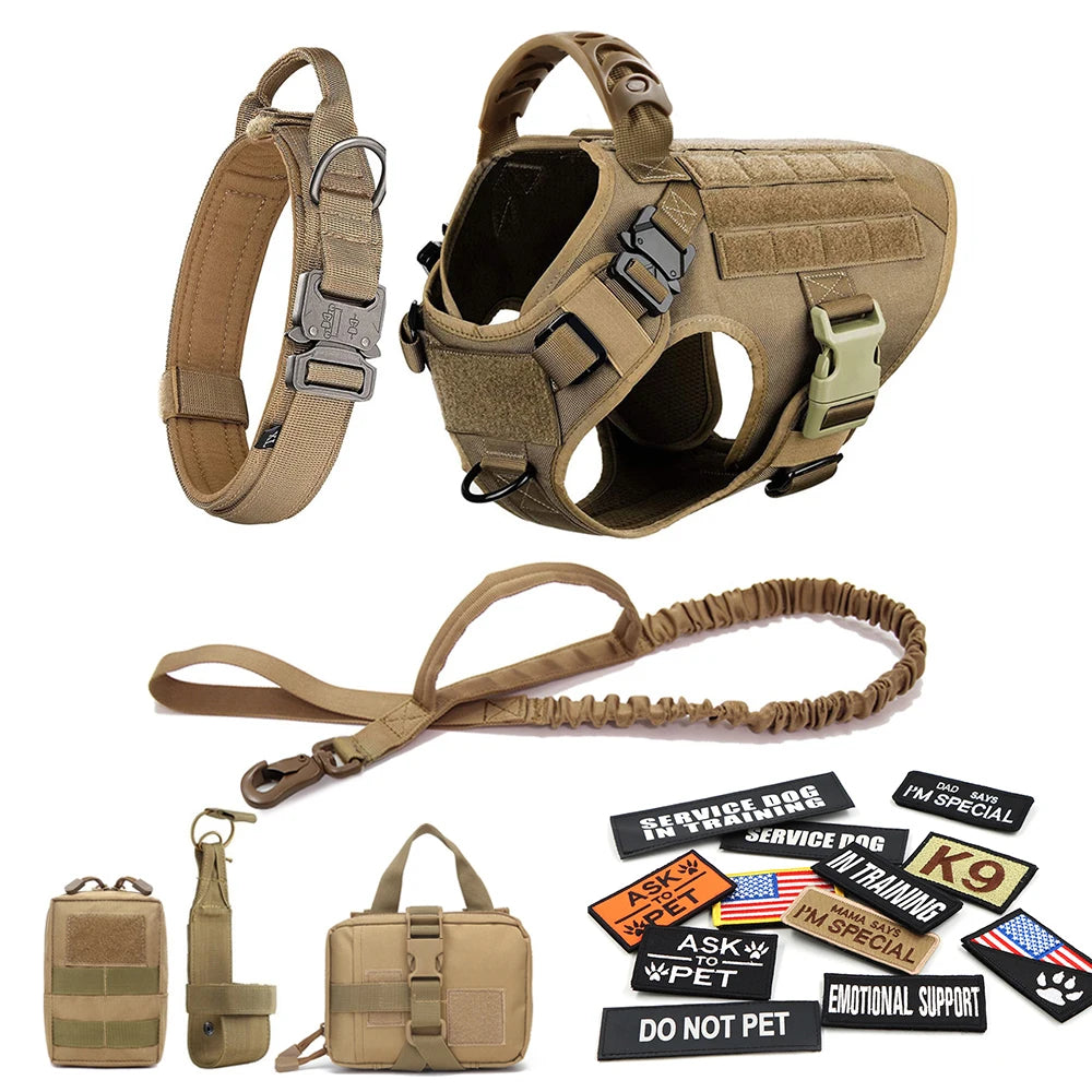 Dog Harness Collar Leash Bags Patches Set