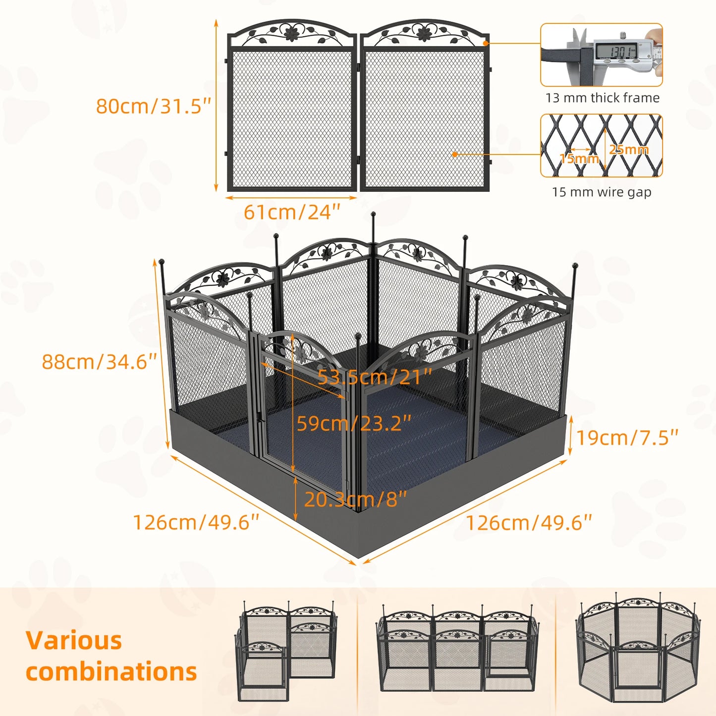 8 Panels Metal Dog Playpen