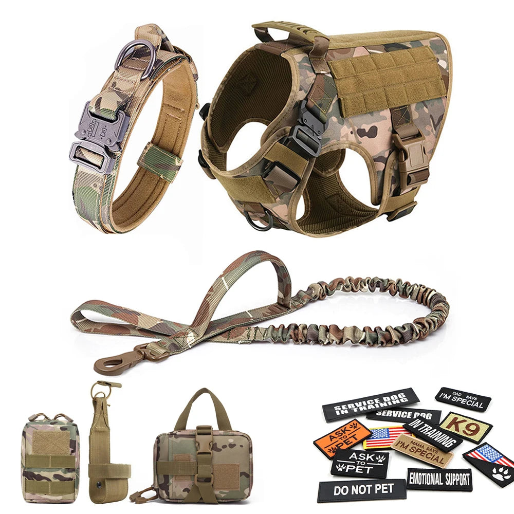 Dog Harness Collar Leash Bags Patches Set