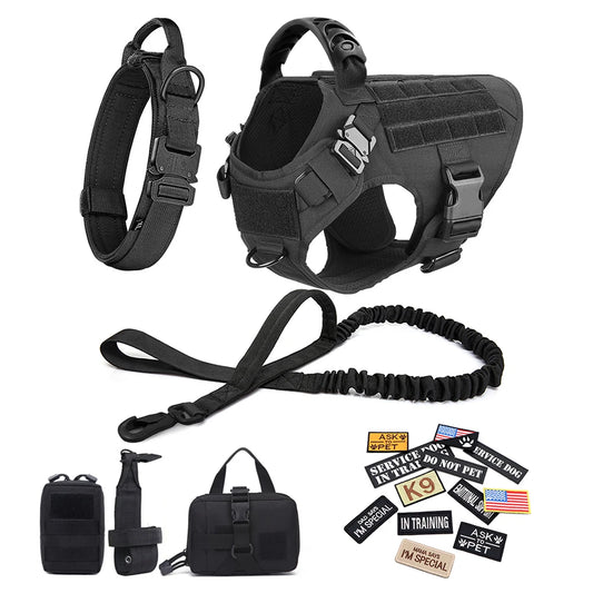 Dog Harness Collar Leash Bags Patches Set