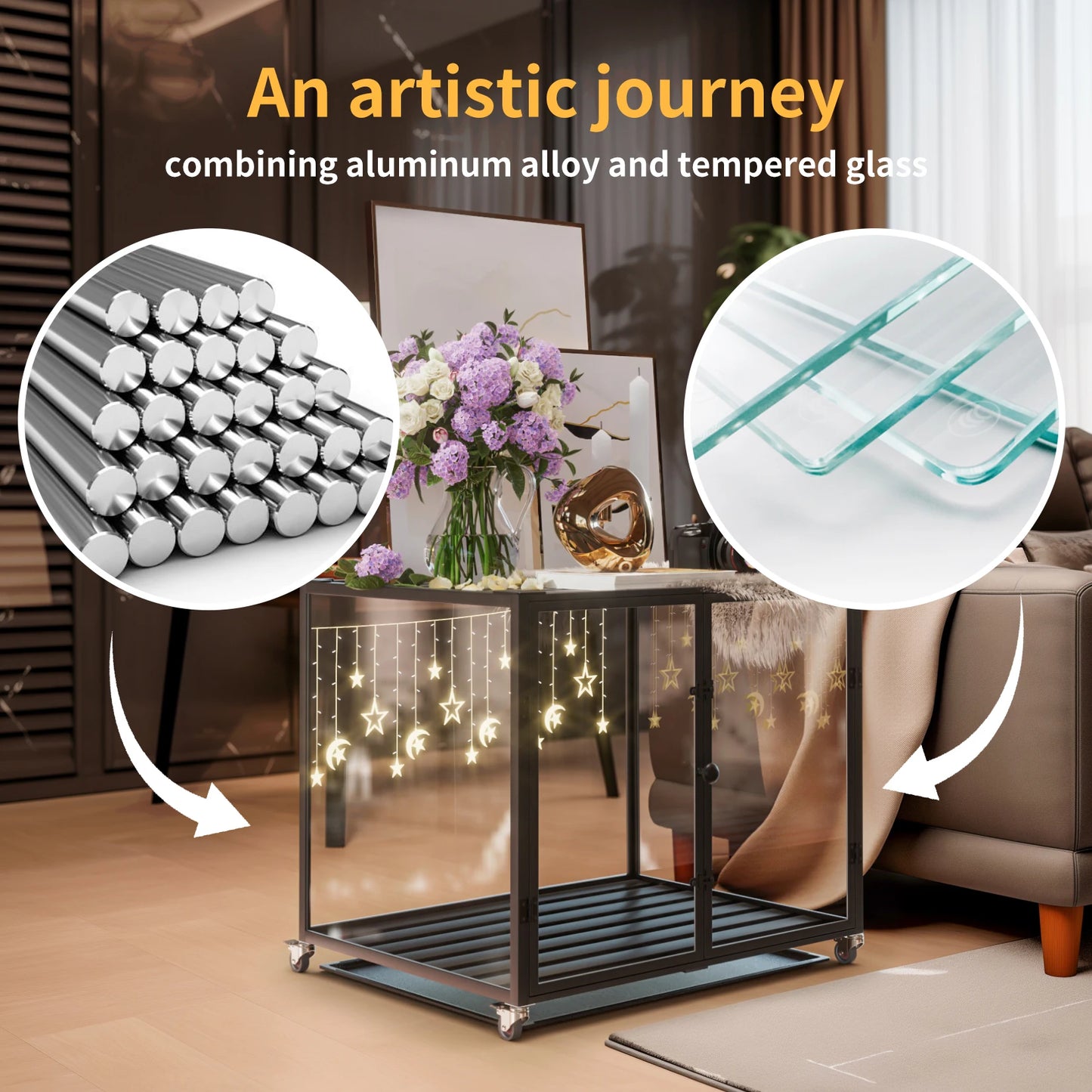 Tempered Glass Dog Crate