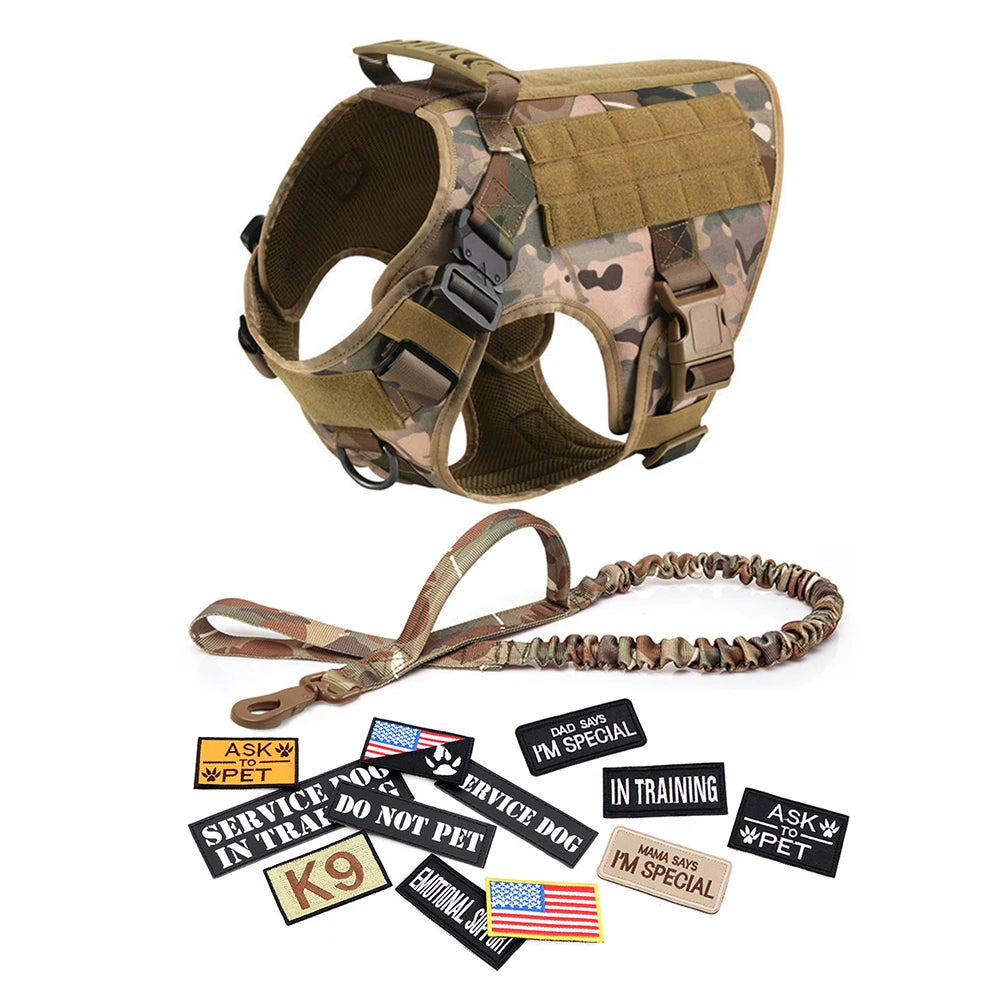 Dog Harness Collar Leash Bags Patches Set