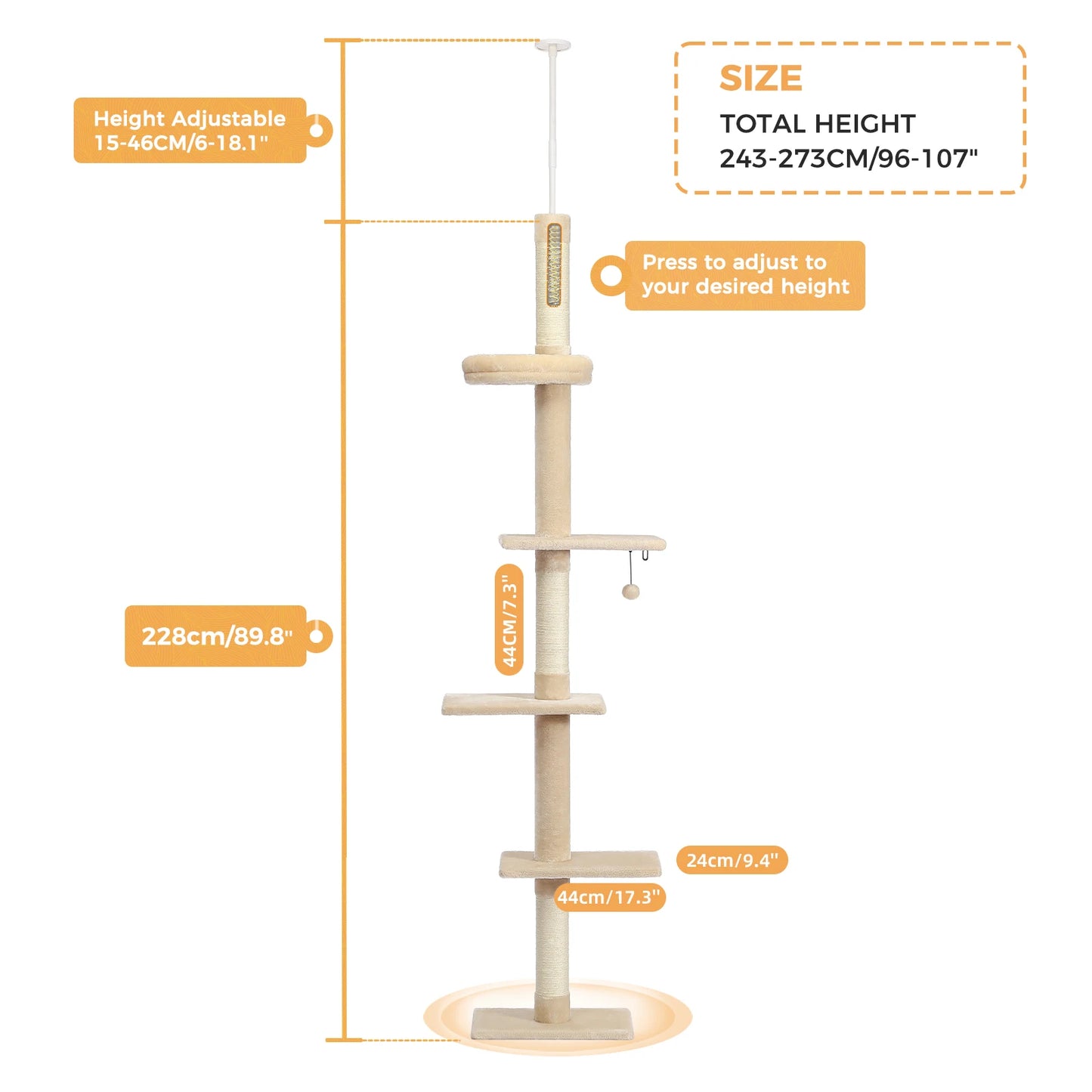Adjustable Height Cat Tree