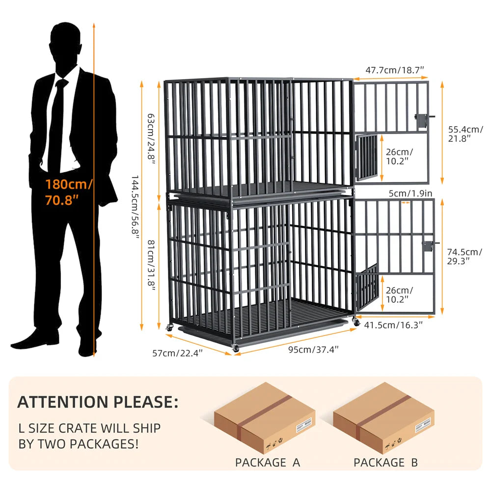 Oversized Stackable Dog Crate Heavy Duty