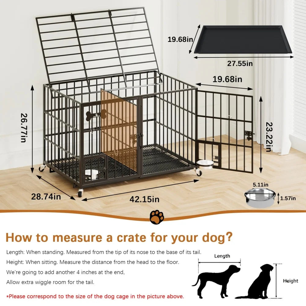 Dog Crate Double Door Cage,