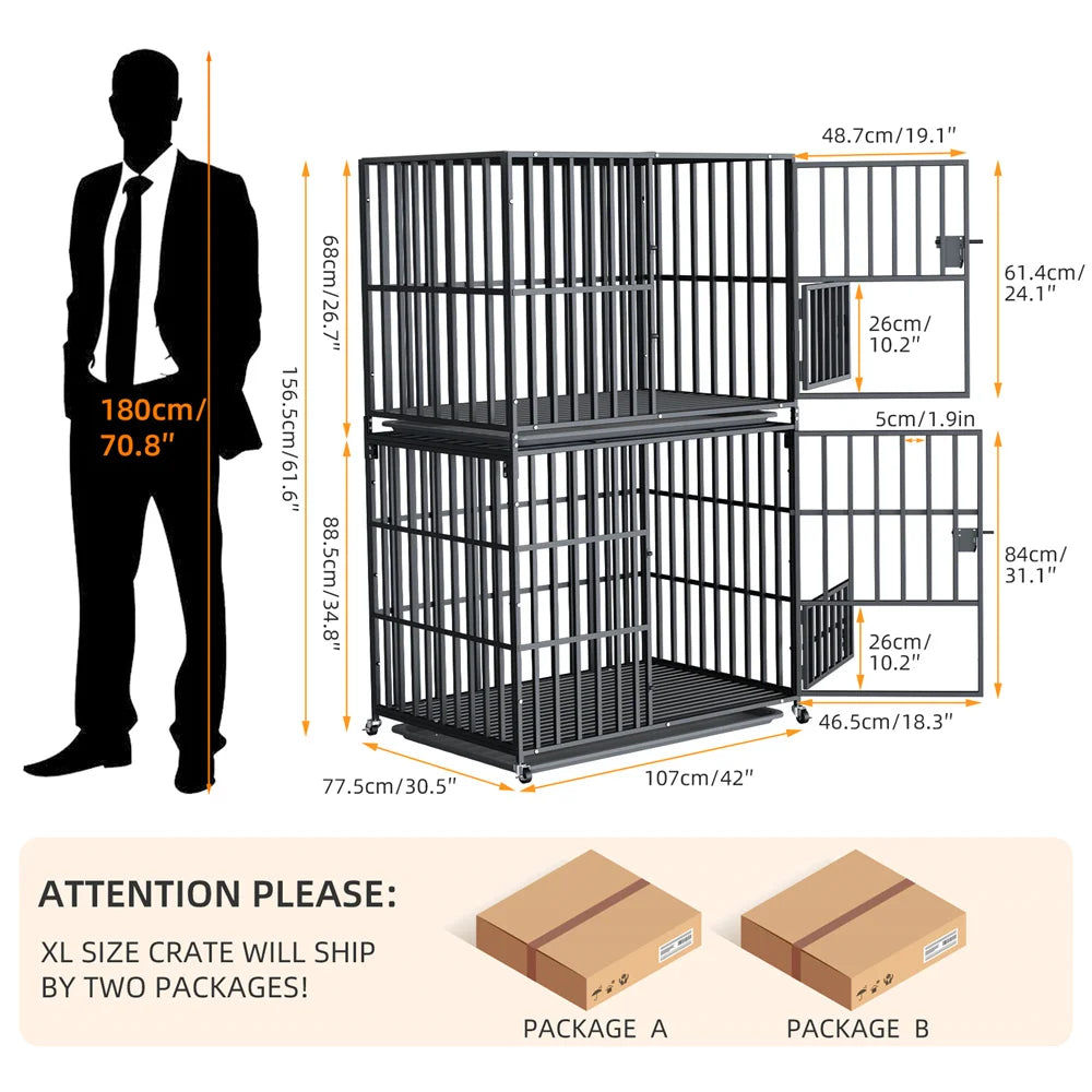 Oversized Stackable Dog Crate Heavy Duty