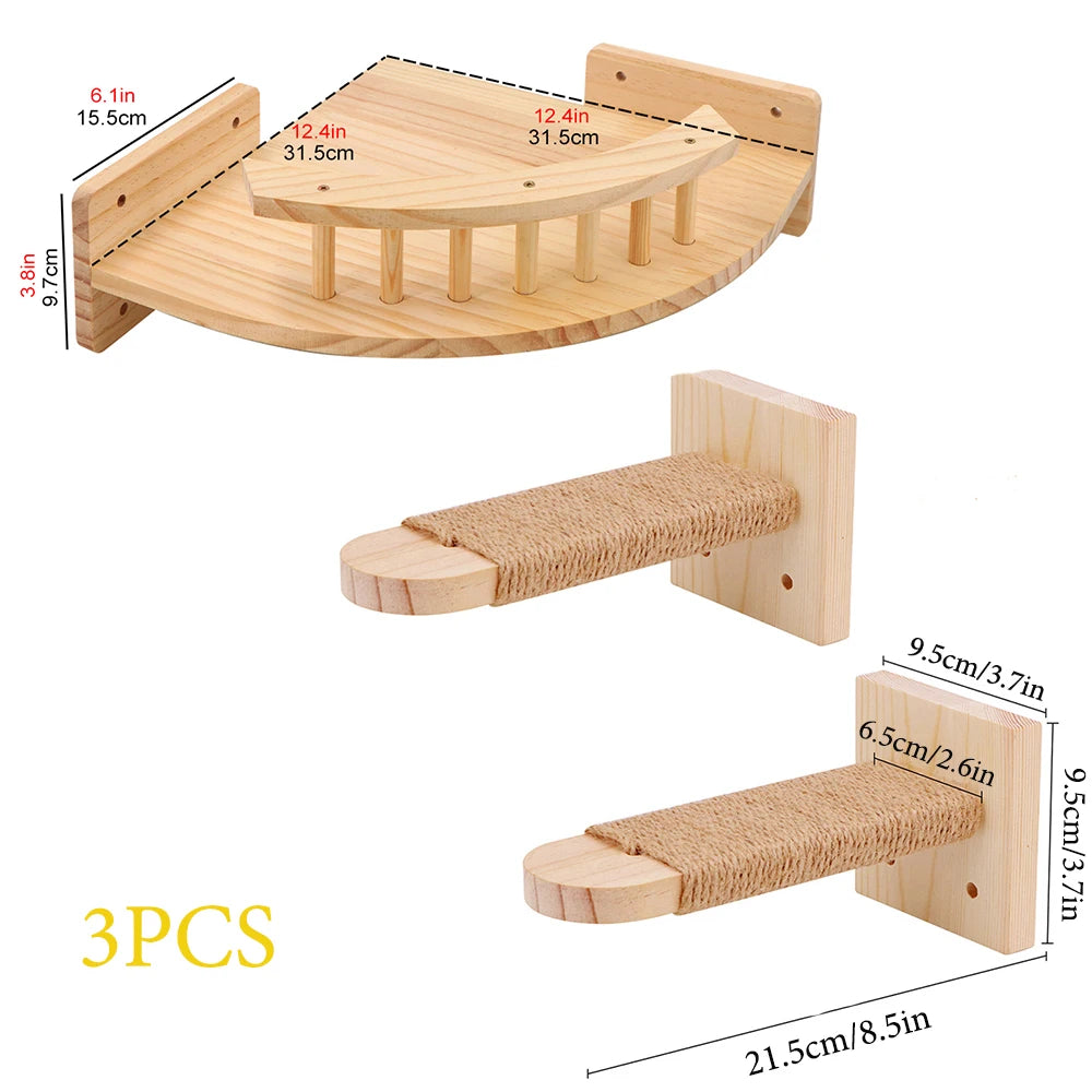 Wall Mounted Cat Hammock Steps and Ladder