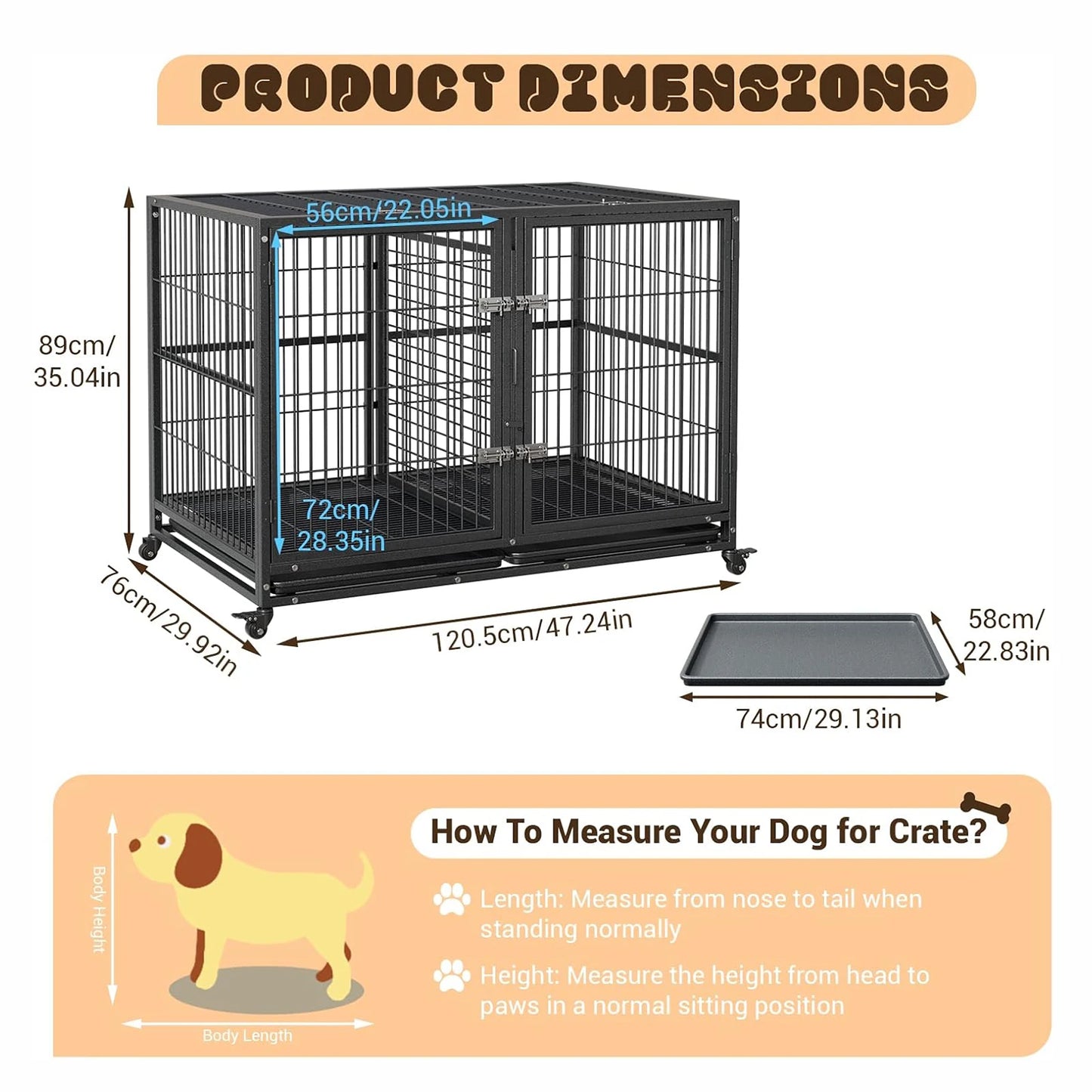 Heavy Duty Dog Crate Large Metal