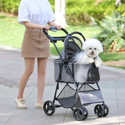 Pet Stroller with Removable Carrier