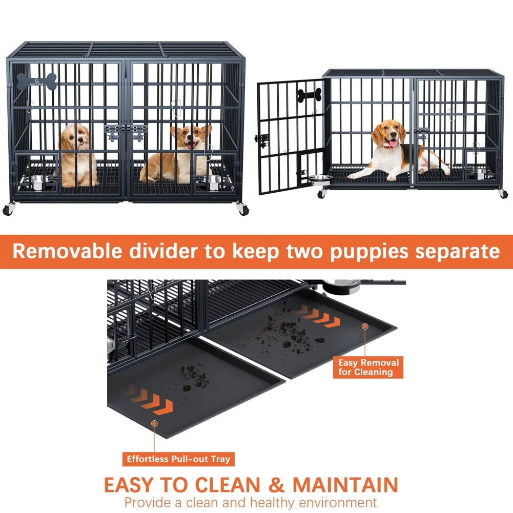 Dog Crate Double Door Cage,