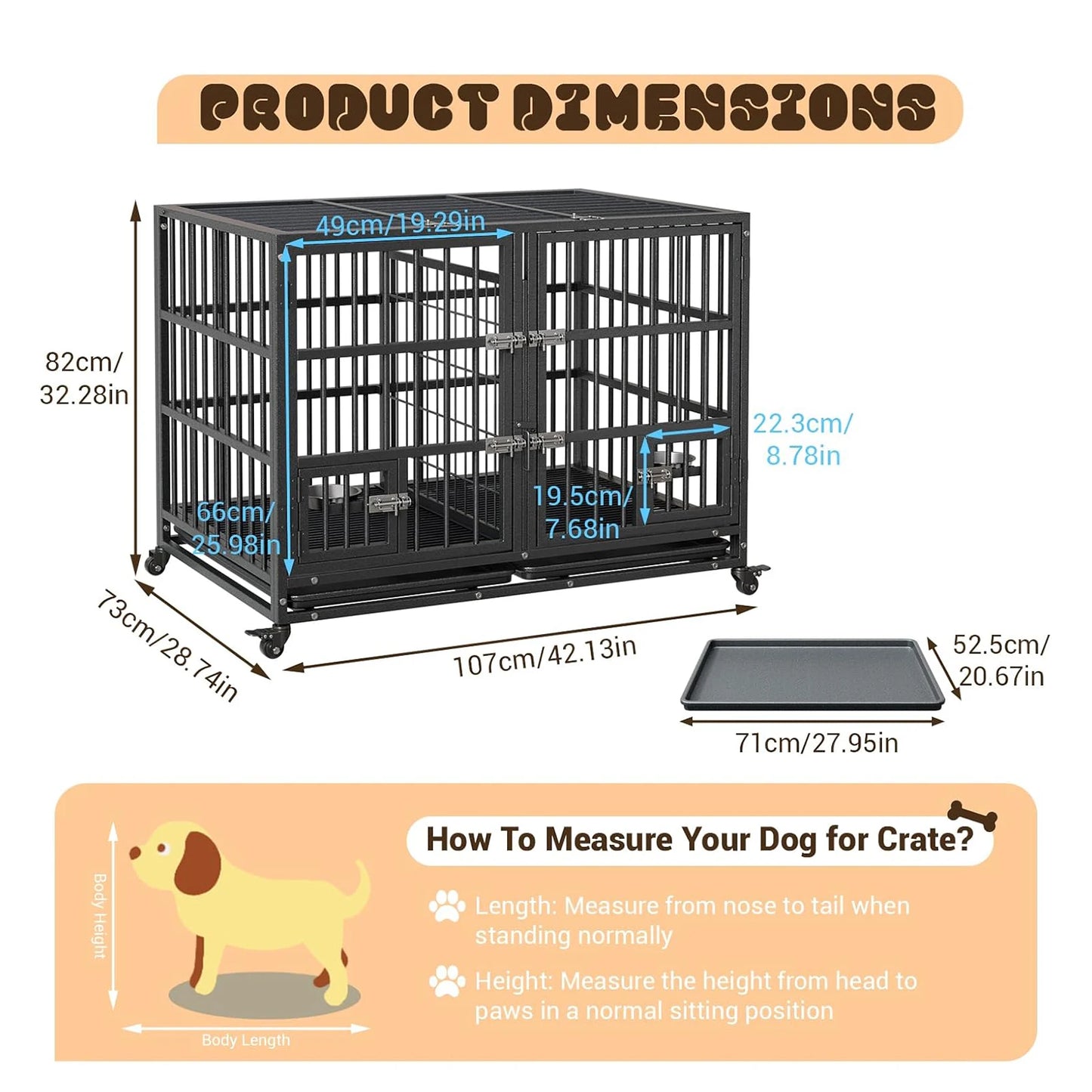 Heavy Duty Dog Crate Large Metal