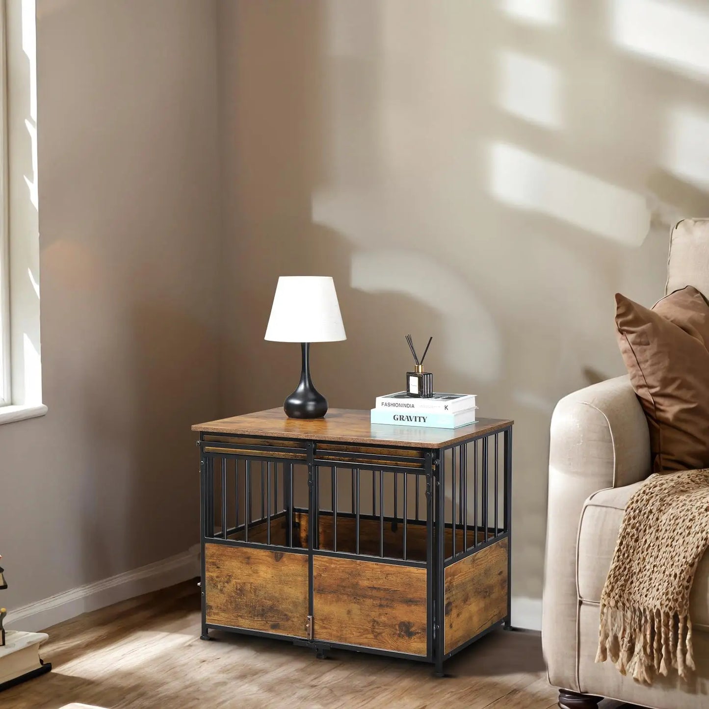 Rustic Brown Dog Crate Furniture