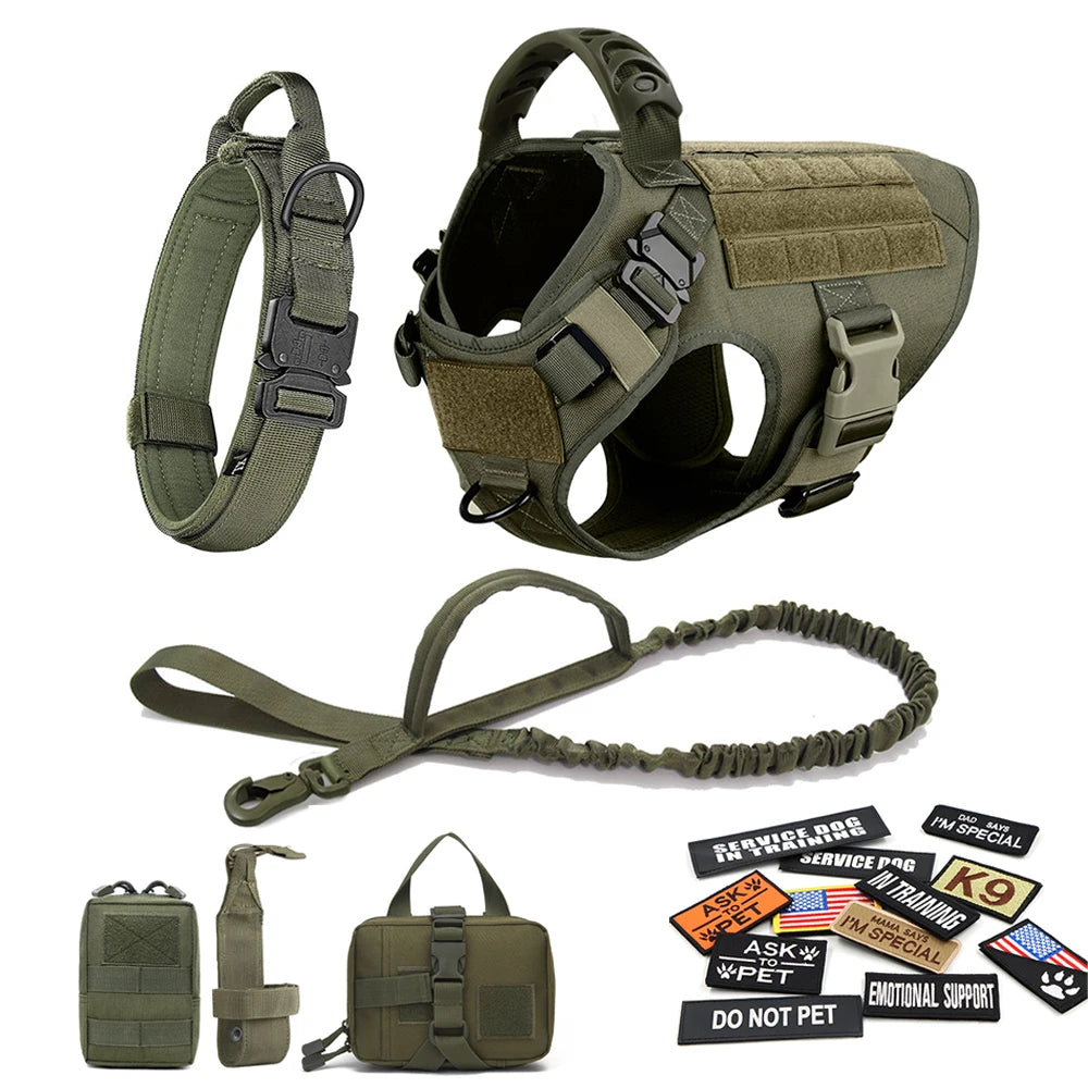Dog Harness Collar Leash Bags Patches Set