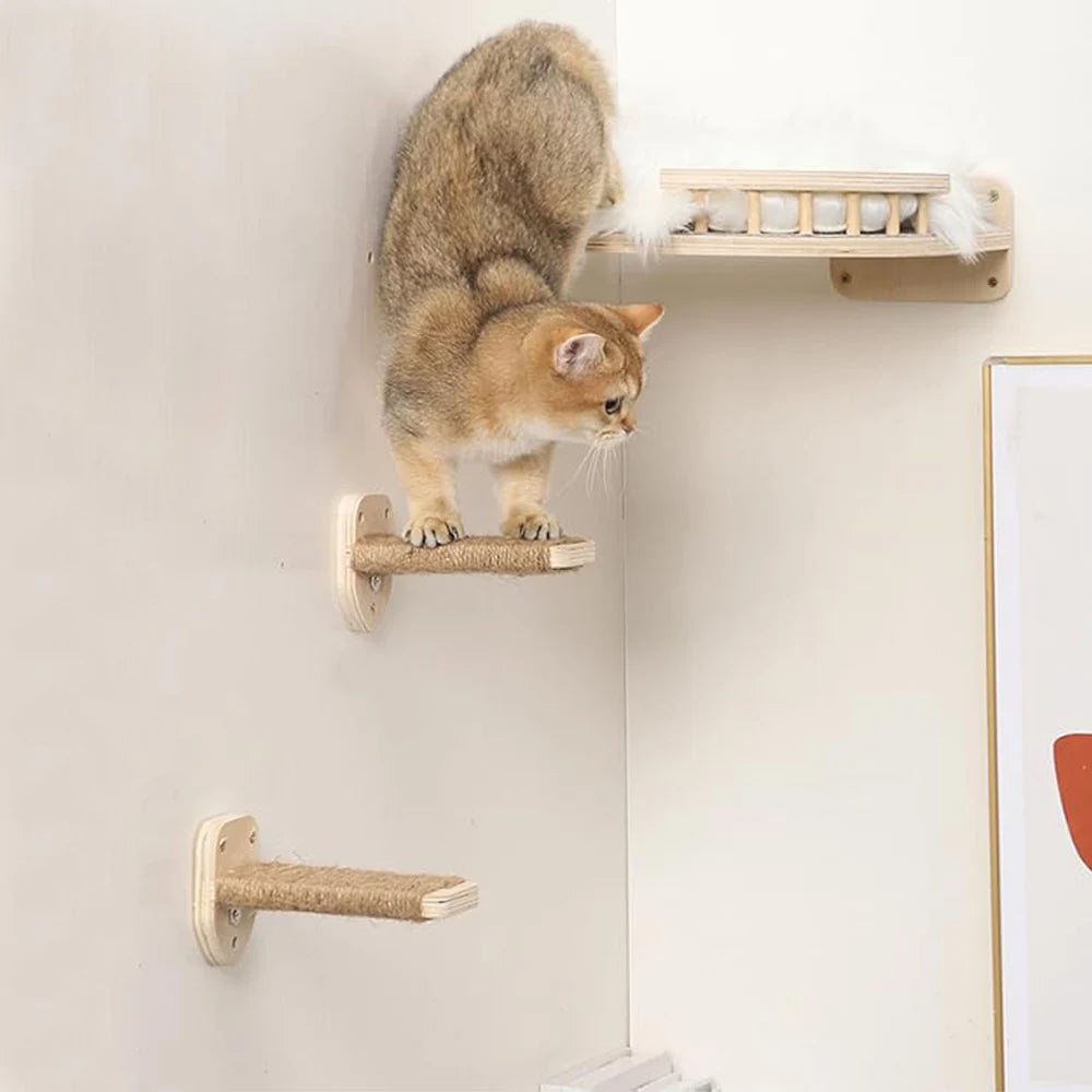 Wall Mounted  Cat Hammock Steps and Ladder