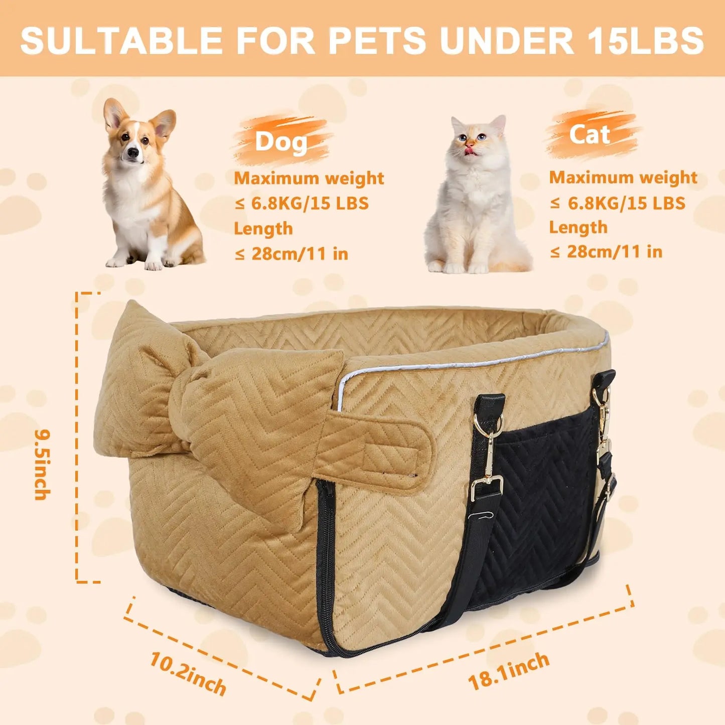 Portable Center Console Pet Car Seat