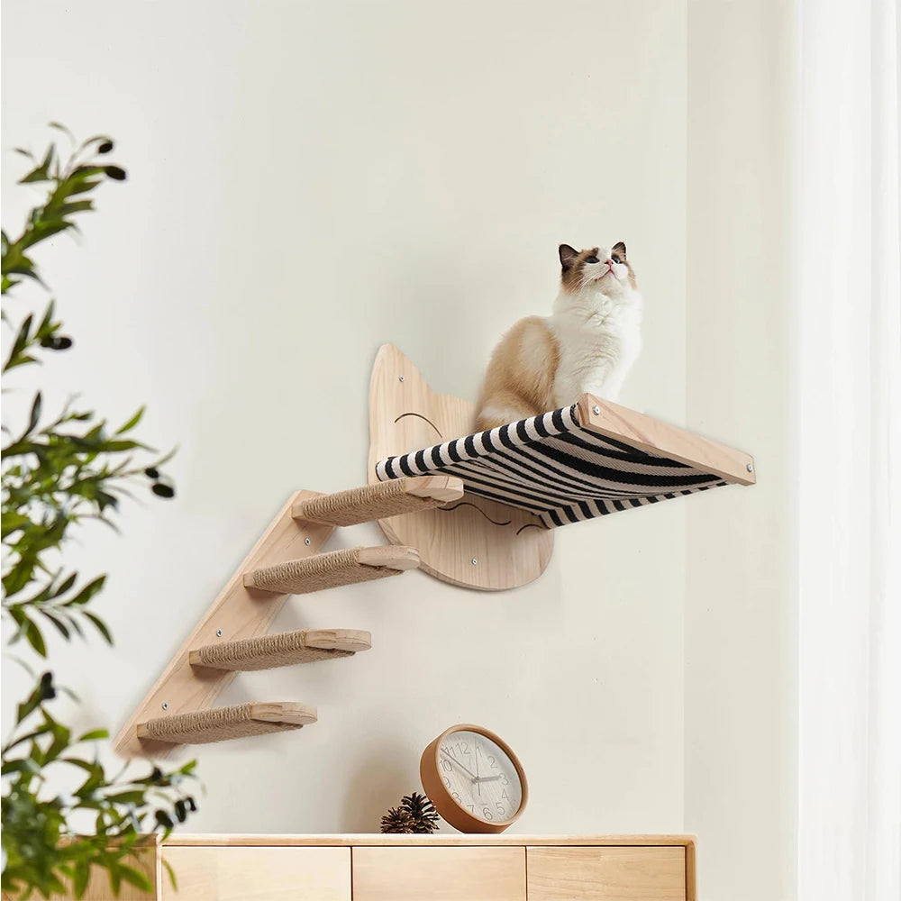 Wall Mounted  Cat Hammock Steps and Ladder