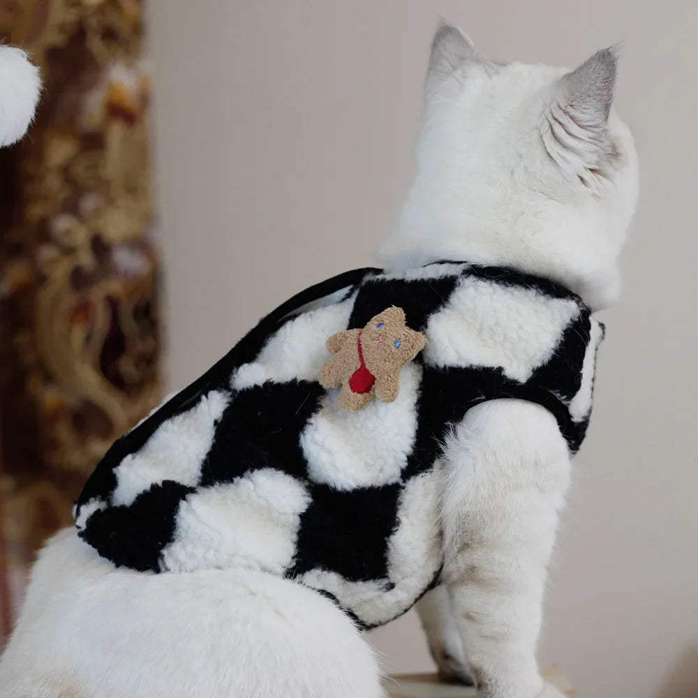 Plaid Fleece Cat Clothes