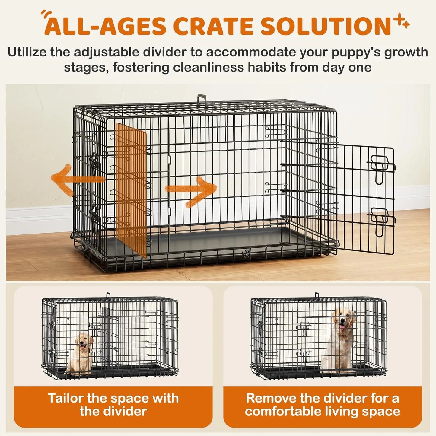 Double Door Dog Crate w/Divider