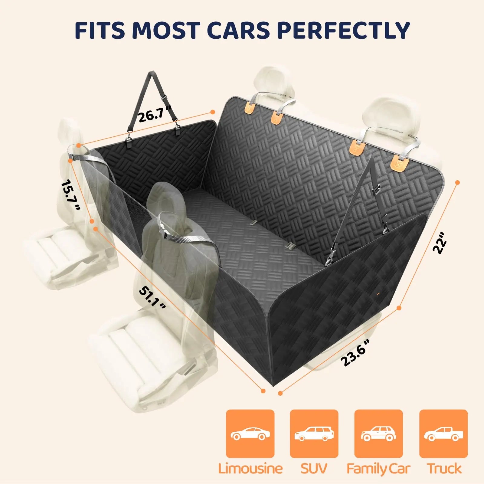 Car Rear Seat Dog Cover
