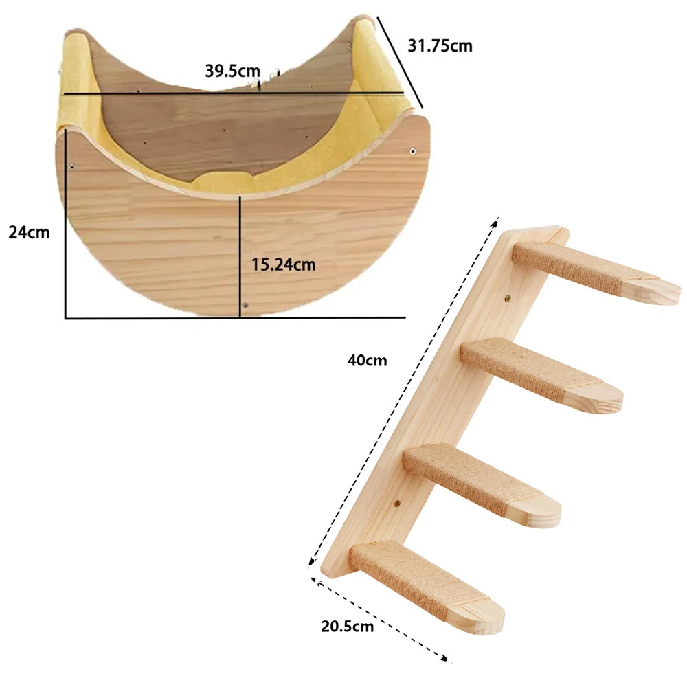 Wall Mounted  Cat Hammock Steps and Ladder