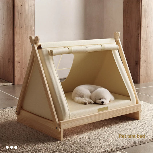Elevated Wooden Dog Bed Tent