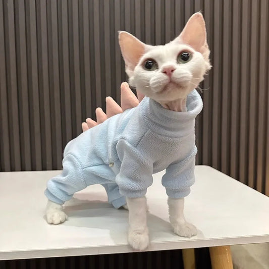 Cat Soft Jumpsuit Dinosaur Shape Fleece Sweatshirt