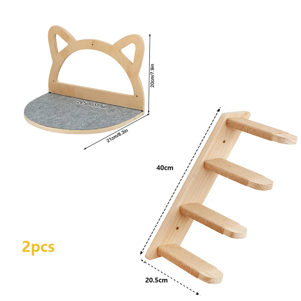 Wall Mounted  Cat Hammock Steps and Ladder