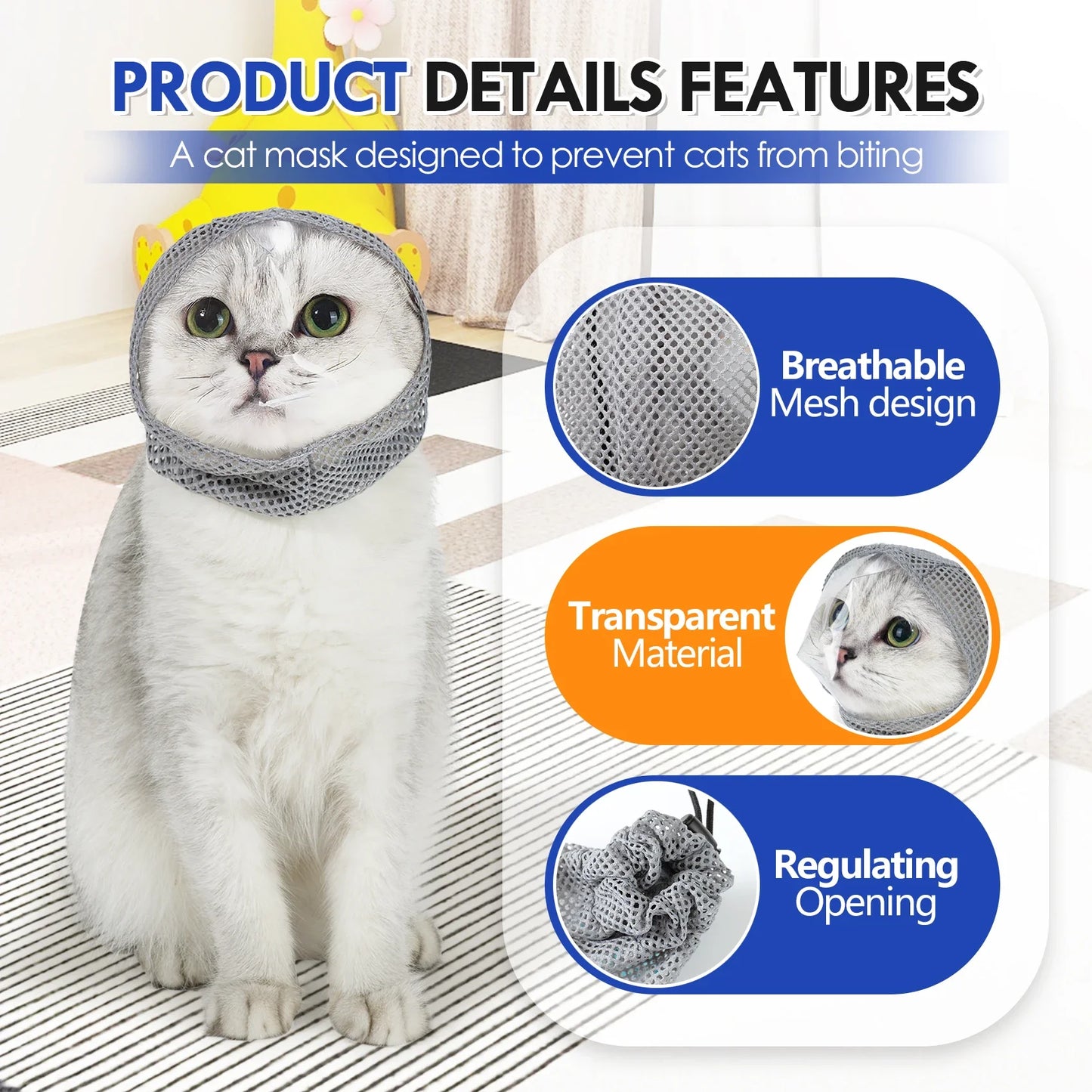 Adjustable Transparent Anti-Bite Cat Mask