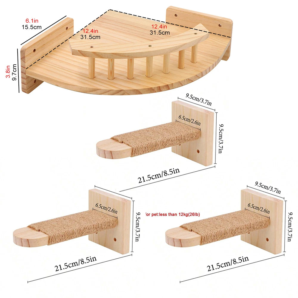Wall Mounted  Cat Hammock Steps and Ladder