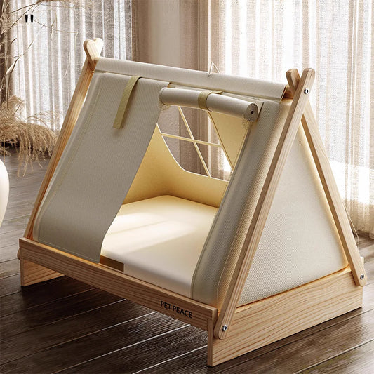 Elevated Wooden Dog Bed Tent