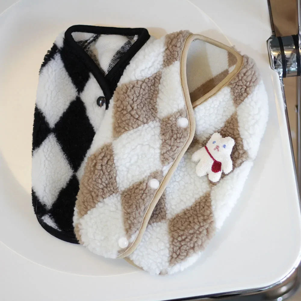 Plaid Fleece Cat Clothes