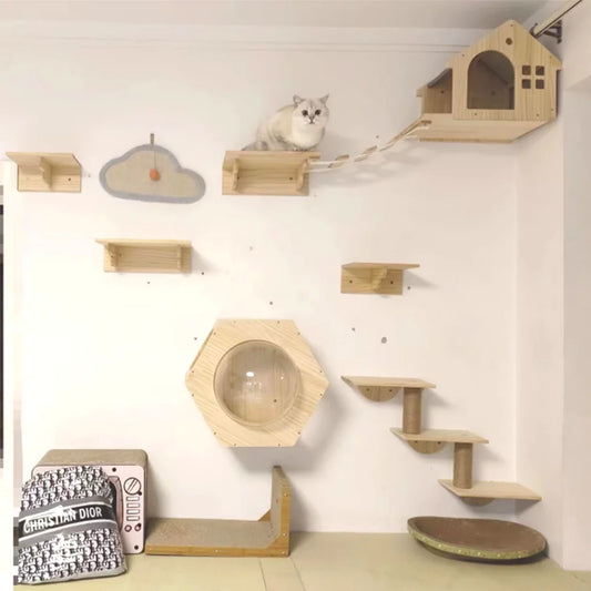 Wall Mounted  Cat Hammock Steps and Ladder