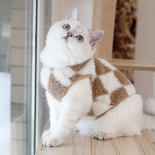 Plaid Fleece Cat Clothes