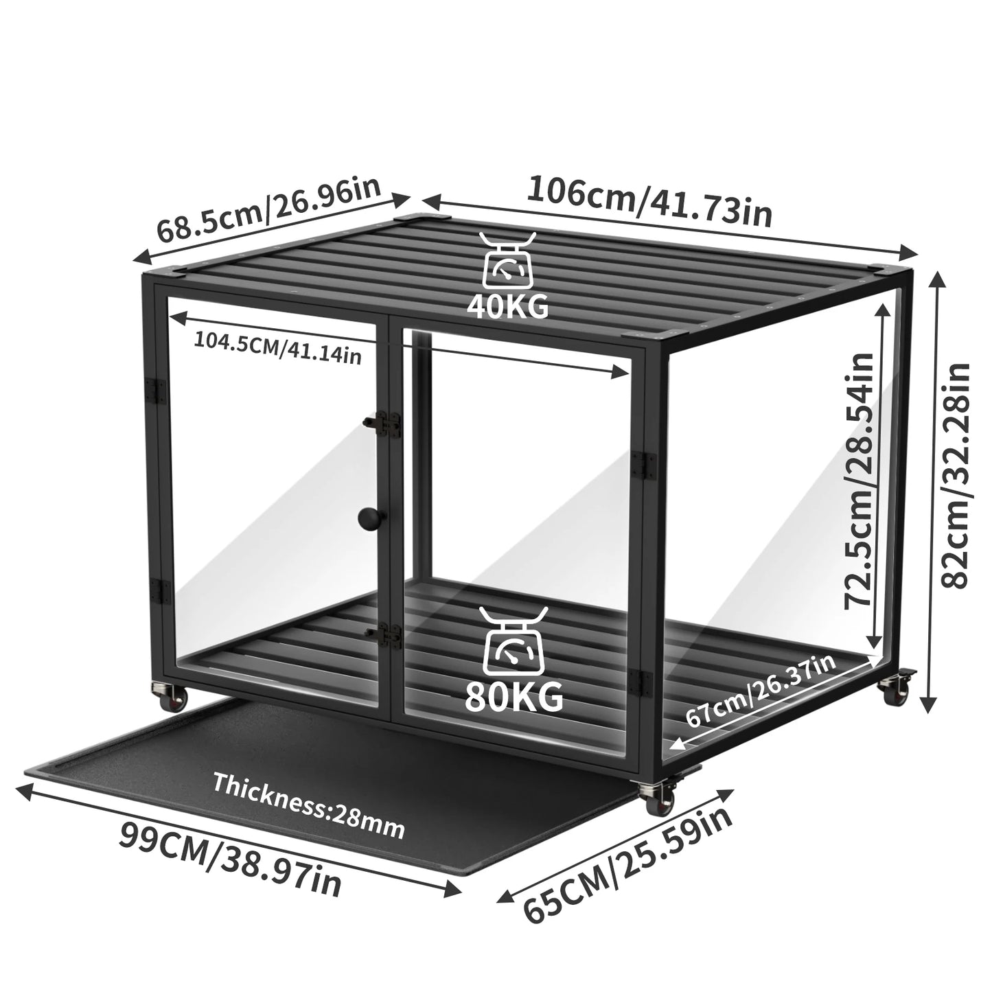 Tempered Glass Dog Crate