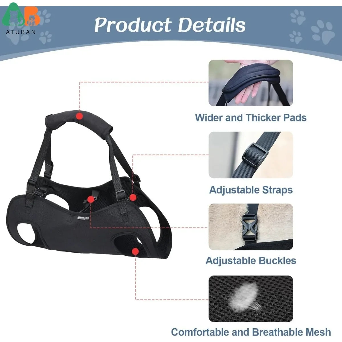 Dog Lift Harness Adjustable Full Body Support
